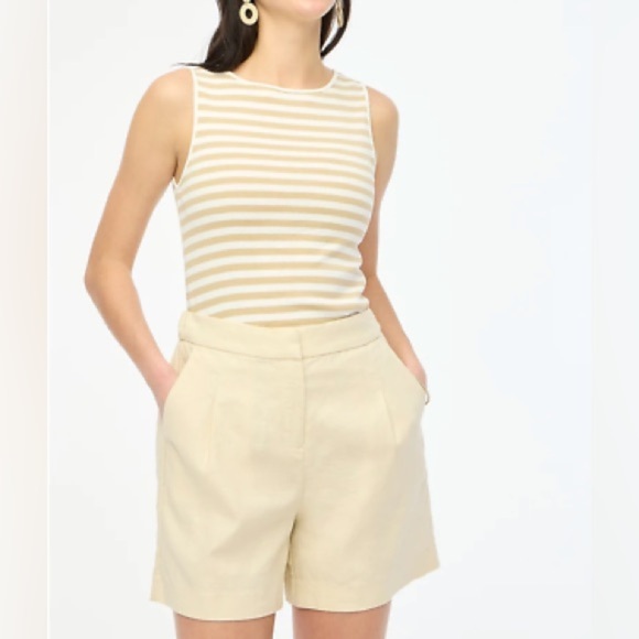 J. Crew Factory Pleated linen-blend short with elastic waist dusty ivory Size 10 - Picture 10 of 15